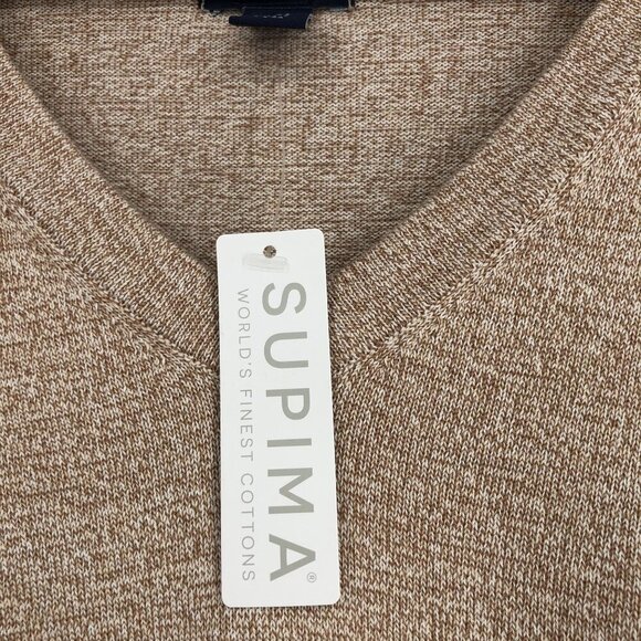 NWT Lands End Mens V-Neck Supima Cotton Sweater XL Beige Church Quiet Luxury - Picture 4 of 9